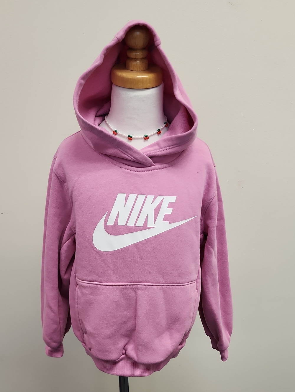 Nike Girls Pink Logo Pullover Hoodie Size 5